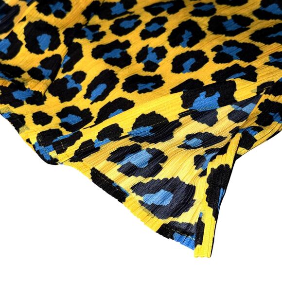 Issey Miyake IM02KN782 Pleated Leopard Skirt Yellow Blue Size 1 - Picture 8 of 12